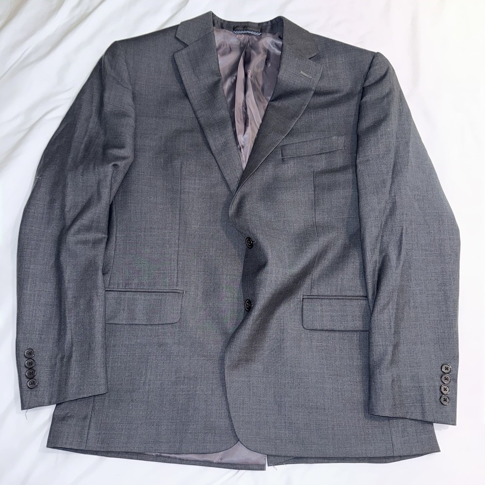 Lauren Ralph Lauren Mens 42R Gray Wool Blend Two Button Blazer Jacket Stretch